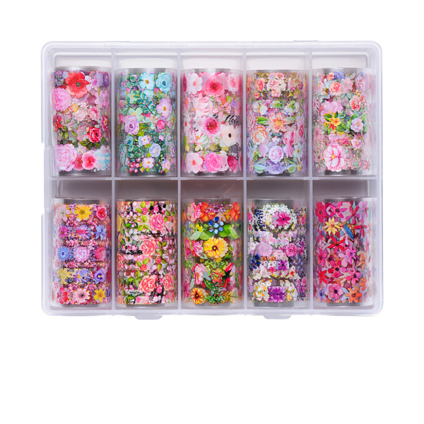 

PandaHall Nail Art Transfer Stickers, Nail Decals, DIY Nail Tips Decoration for Women, Flower Pattern, Colorful, 100x4cm, 10sheets/box...