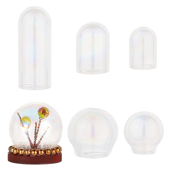 

PandaHall 12 Pcs 2 Styles Mini Glass Dome Cloches, Round Cloche Bell Jar Terrarium Column Glass Dome Cover for Centerpieces Plants Rocks..., Clear