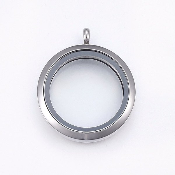 

PandaHall 304 Stainless Steel Magnetic Floating Locket Pendants, with Glass, Flat Round, Clear, Stainless Steel Color, 37x30x6.5mm, Hole...