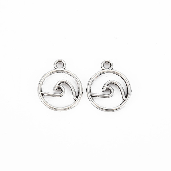 

PandaHall Tibetan Style Alloy Charmss, Cadmium Free & Lead Free, Flat Round with Wave, Antique Silver, 14.5x12x1mm, Hole: 1.6mm, about...