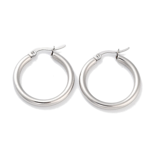 

PandaHall Ring 304 Stainless Steel Hoop Earrings for Women Men, Stainless Steel Color, 9 Gauge, 26x3mm, Pin: 0.6mm 304 Stainless Steel Ring