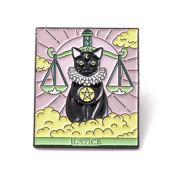 

PandaHall Justice Word Enamel Pin, Cat Tarot Alloy Badge for Backpack Clothes, Electrophoresis Black, Scales Pattern, 30.5x25.5x1.5mm, Pin...