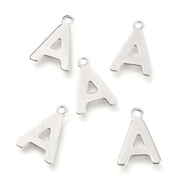 

PandaHall 201 Stainless Steel Charms, Alphabet, Letter.A, 12x8.6x0.6mm, Hole: 1.2mm 201 Stainless Steel Letter A
