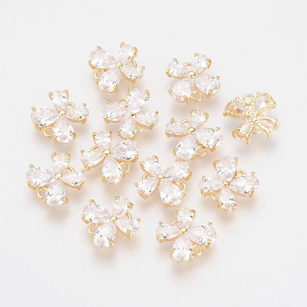 

PandaHall Brass Cubic Zirconia Links, Nickel Free, Real 18K Gold Plated, Butterfly, 10x10.5x3mm, Hole: 1mm Brass+Cubic Zirconia Butterfly