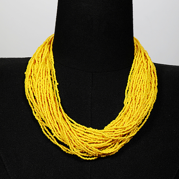 

PandaHall Plastic Beaded Multi-strand Necklaces, Bohemian Style Necklace, Yellow, 20.87 inch(53cm) Plastic Yellow