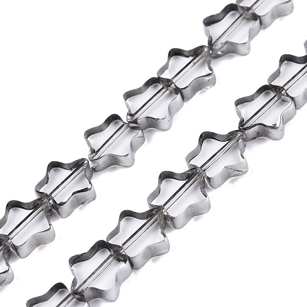 

PandaHall Electroplated Glass Beads Strands, Edge Plated, Star, Silver, 8x8x3mm, Hole: 1mm, about 50pcs/strand, 15.35 inch(39cm) Glass Star...