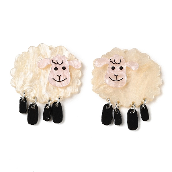 

PandaHall Acrylic Alloy Pendants, lamb, Alpaca, 45x38x4.5mm, Hole: 1mm Acrylic Alpaca
