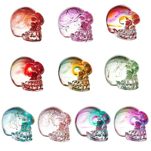 PandaHall BENECREAT 10Pcs 10 Style Electroplate K9 & K9 Glass Display Decorations, Skull, for Halloween, Mixed Color, 22x18x26mm, 1pc/style... PandaHall BENECREAT 10Pcs 10 Style Electroplate K9 & K9 Glass Display Decorations, Skull, for Halloween, Mixed Color, 22x18x26mm, 1pc/style...