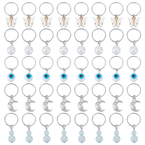 

PandaHall 40Pcs Alloy & Lampwork & Natural Aquamarine Dreadlocks Beads, Braiding Hair Pendants Decoration Clips, for Hair Styling, Butterfly...