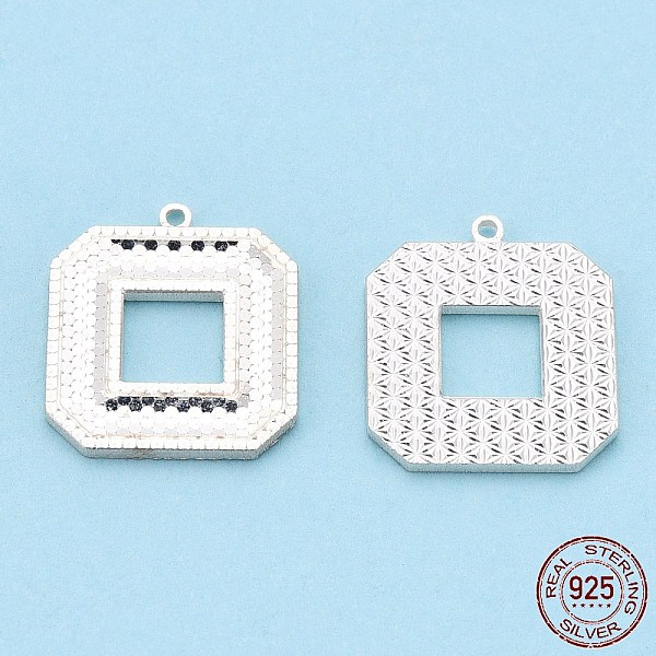 

PandaHall 925 Sterling Silver Pendants, Square Charms, Silver, 17x15x1.5mm, Hole: 1mm Sterling Silver Square