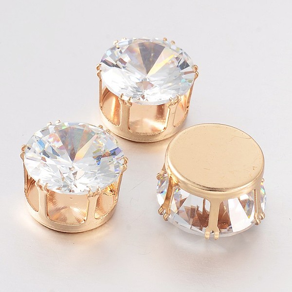 

PandaHall Flat Round Brass Cubic Zirconia Cabochons, Golden, 10x8mm Brass+Cubic Zirconia Flat Round