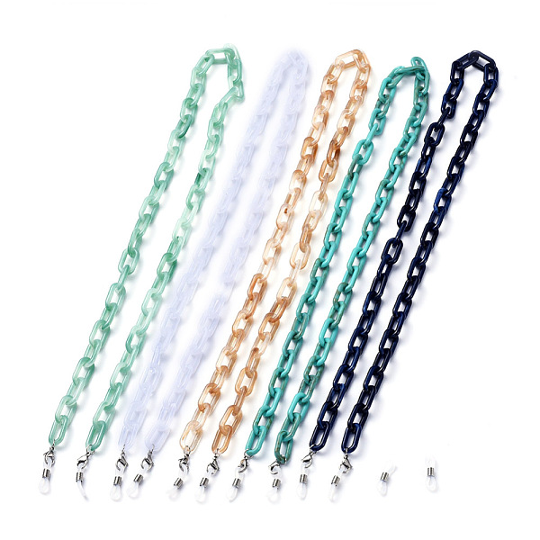 

PandaHall Eyeglasses Chains, Neck Strap for Eyeglasses, with Acrylic Paperclip Chains, 304 Stainless Steel Lobster Claw Clasps and Rubber..., Multicolor
