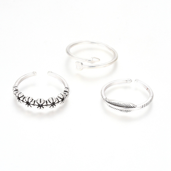 

PandaHall Adjustable Brass Stackable Finger Ring Sets, Cuff Rings, Open Rings, Antique Silver & Silver, 16.8~17.8mm, 3pcs/set Brass