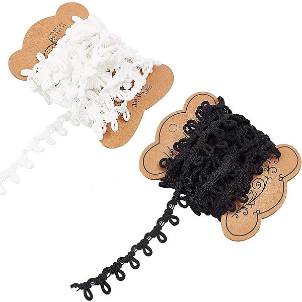 

PandaHall 2 Rolls 3m/Roll Elastic Cord with Buttonhole, 15mm Wide White and Black Elastic Button Loop Stretch Band for DIY Sewing Crafts...