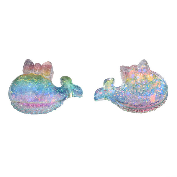 

PandaHall Transparent Epoxy Resin Decoden Cabochons, with Paillettes, Whale, Colorful, 19.5x26x7mm Epoxy Resin Other Animal