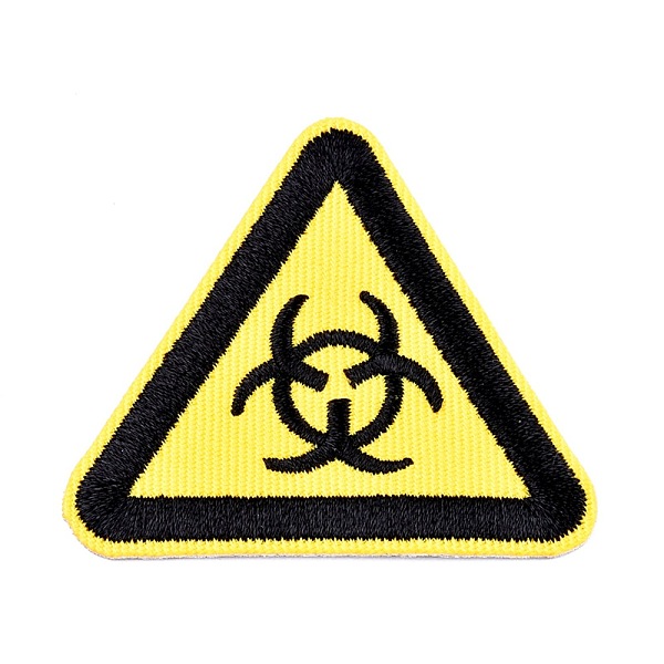 

PandaHall Computerized Embroidery Cloth Iron on/Sew on Patches, Costume Accessories, Triangle with Warning Sign, Biological Hazard, Yellow...