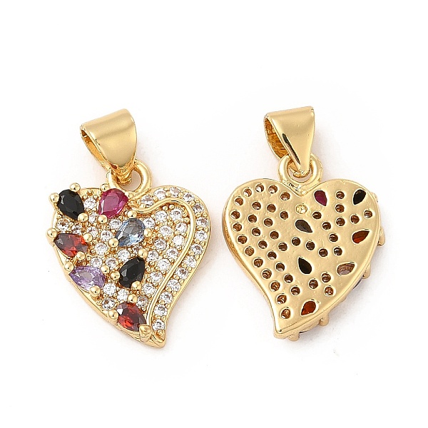 

PandaHall Brass Micro Pave Cubic Zirconia Pendants, Heart Charm, Golden, Colorful, 16.5x13.5x3mm, Hole: 4.5x3mm Brass+Cubic Zirconia Heart