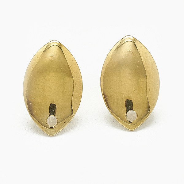 

PandaHall 304 Stainless Steel Stud Earring Findings, with Loop, Horse Eye, Golden, 14.5x9mm, Hole: 1.4mm, Pin: 0.8mm 304 Stainless Steel...