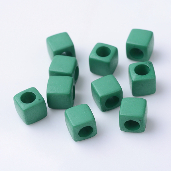 

PandaHall Solid Color Acrylic European Beads, Cube Large Hole Beads, Sea Green, 7x7x7mm, Hole: 4mm, about 1900pcs/500g Acrylic Cube Green