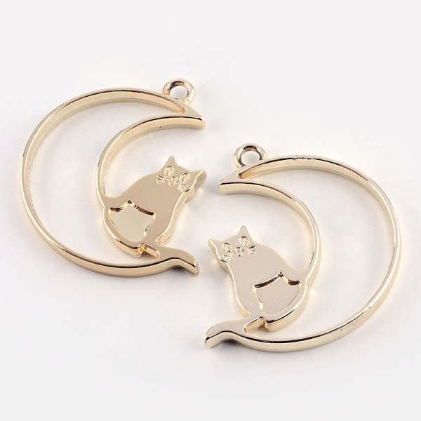 

PandaHall Rack Plating Alloy Kitten Open Back Bezel Pendants, for DIY UV Resin, Epoxy Resin, Pressed Flower Jewelry, Moon & Cat, Lead Free &...