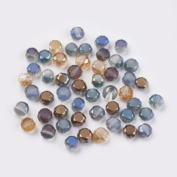

PandaHall Electroplate Glass Beads, Faceted, Flat Round, Mixed Color, 4x3mm, Hole: 1mm Glass Flat Round Multicolor