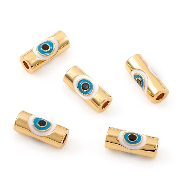 

PandaHall Brass Enamel Beads, Tube with Eye, Real 18K Gold Plated, 11x4.5mm, Hole: 2mm Brass+Enamel Tube Blue