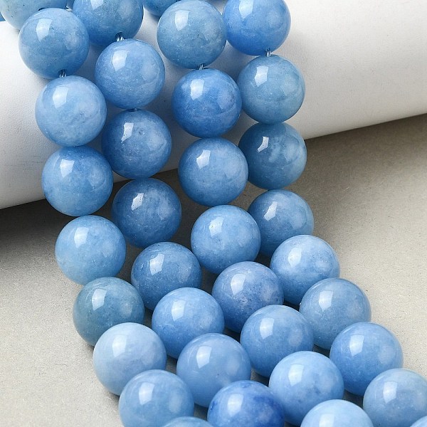 Naturels teints en blanc perles de jade brins