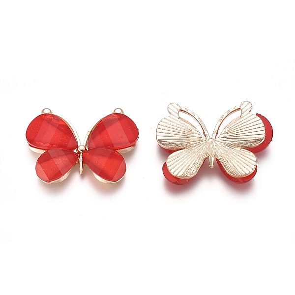 

PandaHall Light Gold Plated Alloy Glass Pendants, Butterfly, Red, 21.8x28x4.5mm, Hole: 1.5x10mm Alloy+Glass Butterfly Red