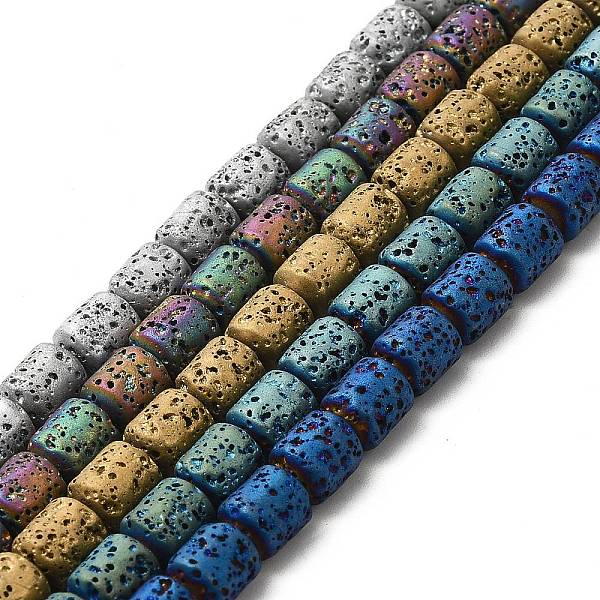 

PandaHall Electroplated Natural Lava Rock Beads Strands, Column, Mixed Color, 8x6.5mm, Hole: 1mm, about 50~51pcs/strand, 15.35~15.55 inch...