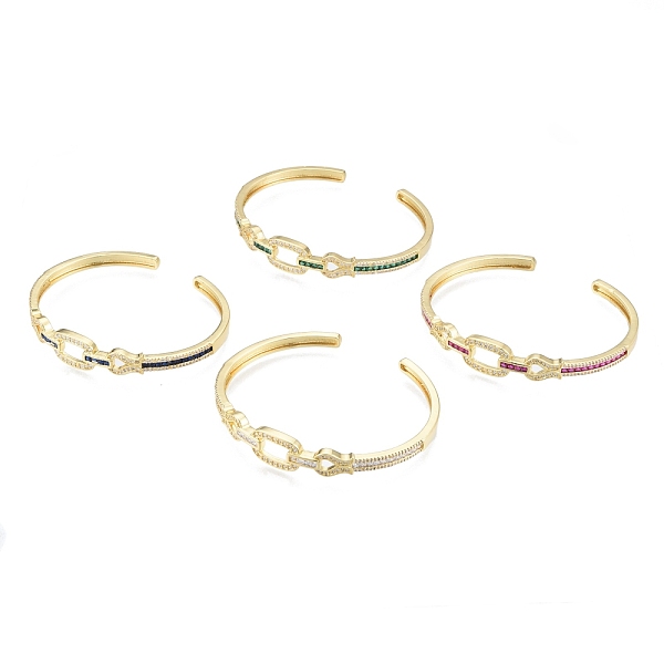 

PandaHall Cubic Zirconia Oval & Fish Open Cuff Bangle, Real 18K Gold Plated Brass Jewelry for Women, Mixed Color, Inner Diameter..., Multicolor