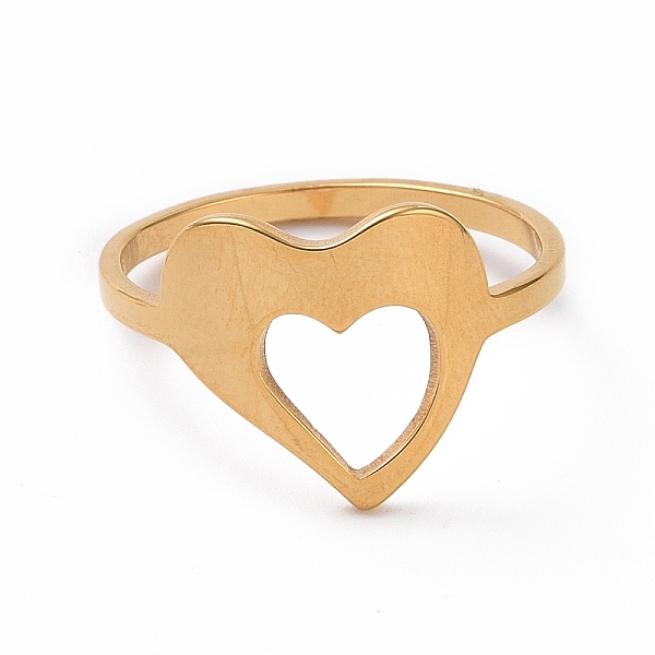 Ion Plating(IP) 201 Stainless Steel Heart Finger Ring