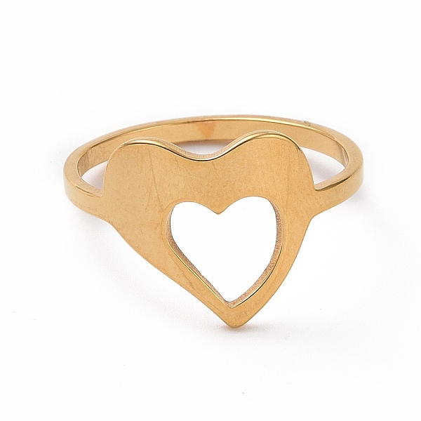 

PandaHall Ion Plating(IP) 201 Stainless Steel Heart Finger Ring, Hollow Wide Ring for Women, Golden, US Size 6 1/2(16.9mm) 201 Stainless...