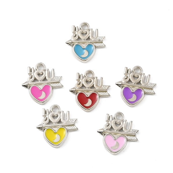 

PandaHall CCB Plastic Enamel Pendants, Platinum, Heart & Arrow with Word You Charms, Mixed Color, 23.5x22x2.5mm, Hole: 2.5mm Plastic Heart..., Multicolor
