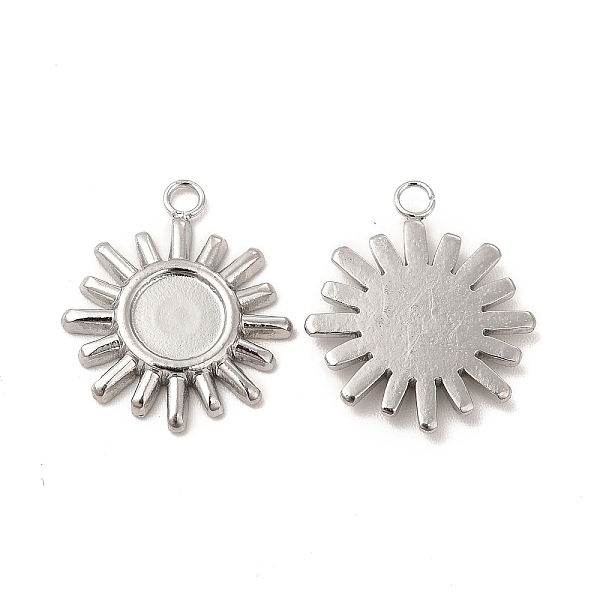 

PandaHall 304 Stainless Steel Pendant Cabochon Settings, Sun, Stainless Steel Color, Tray: 6mm, 18.5x15.5x2mm, Hole: 1.8mm 304 Stainless...