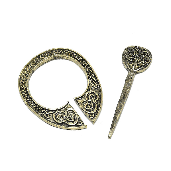 

PandaHall Vintage Alloy Brooch Pin, Ring Clip for Clothing Scarf, Antique Bronze, 36x28.5x2mm Alloy