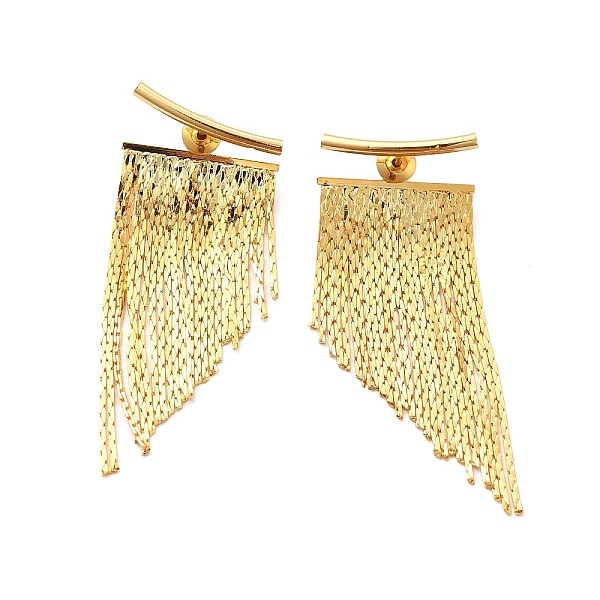 

PandaHall Rack Plating Brass Ear Studs, Long-Lasting Plated Tassel Earring for Women, Cadmium Free & Lead Free, Real 18K Gold Plated, 51mm...