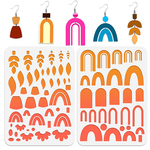 

PandaHall 2Pcs 2 Style PET Plastic Earring Handwork Template, Card Leather Cutting Stencils, Rainbow, 29.7x21cm, 1pc/style PET Rainbow