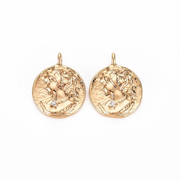 

PandaHall Brass Micro Pave Clear Cubic Zirconia Charms, Nickel Free, Flat Round, Real 18K Gold Plated, 15x12x2mm, Hole: 1.6mm Brass+Cubic...