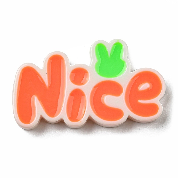 

PandaHall Opaque Resin Enamel Cabochons, Word Nice, Orange Red, 24x42x5mm Resin Word Red