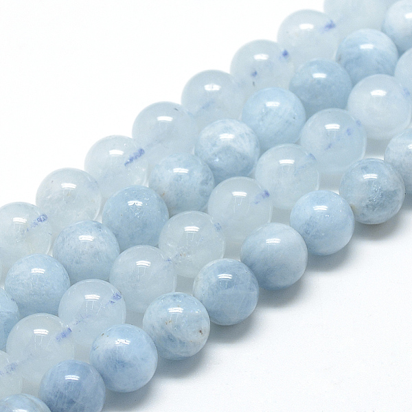 

PandaHall Natural Aquamarine Beads Strands, Round, 6~7mm, Hole: 1mm, about 58~67pcs/strand, 15.7 inch Aquamarine Round