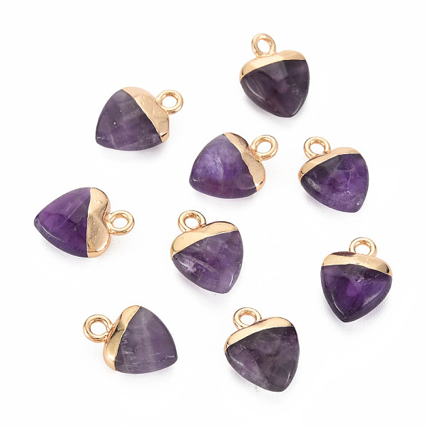 

PandaHall Natural Amethyst Charms, with Light Gold Plated Iron Findings, Heart, 13.5x10.5x5~5.5mm, Hole: 1.6~1.8mm Amethyst Heart
