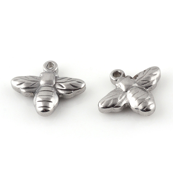 

PandaHall 201 Stainless Steel Charms, Bees, Stainless Steel Color, 13.5x16.5x4mm, Hole: 1.5mm 201 Stainless Steel Bees