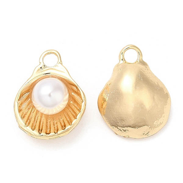 

PandaHall Brass with Glass Pearl Pendants, Shell Shape Charm, Real 18K Gold Plated, 15x11.5x6.6mm, Hole: 2mm Brass+Glass Shell Shape