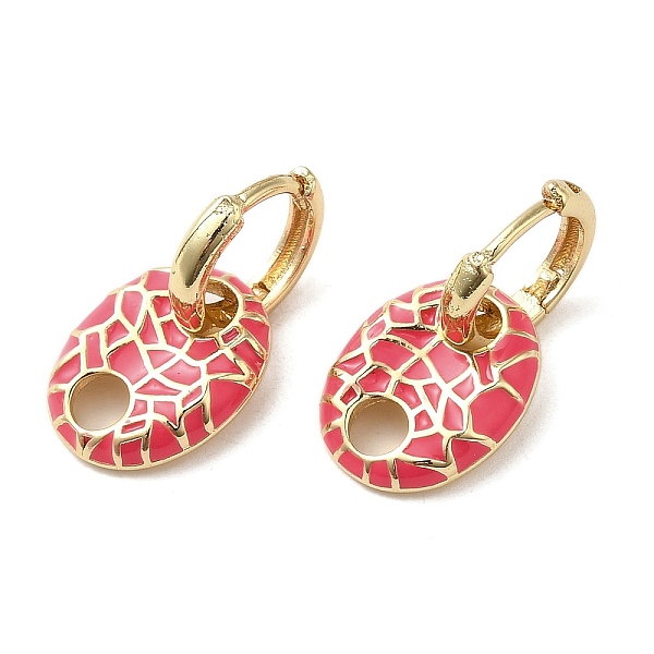 

PandaHall Oval Real 18K Gold Plated Brass Dangle Hoop Earrings, with Enamel, Cerise, 21.5x11.5mm Brass Oval Red