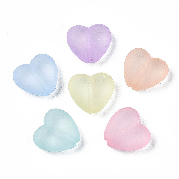 

PandaHall Transparent Acrylic Beads, Frosted, Heart, Mixed Color, 16.5x18x8mm, Hole: 1.6mm Acrylic Heart Multicolor