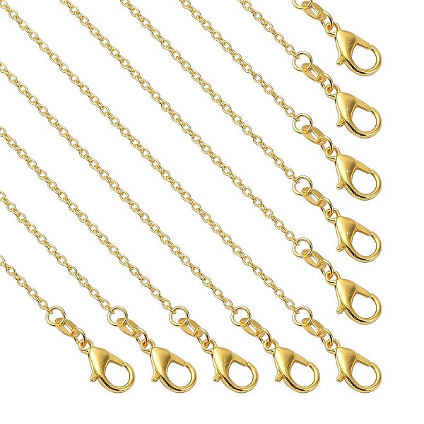 

PandaHall Brass Cable Chain Necklaces, for Beadable Necklace Making, Real 18K Gold Plated, 17.72 inch(45cm) Brass
