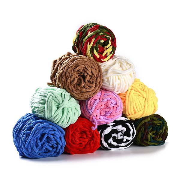 

PandaHall Soft Crocheting Yarn, Thick Knitting Yarn for Scarf, Bag, Cushion Making, Mixed Color, 7~8mm, 65.62 yard(60m)/roll Polyester..., Multicolor