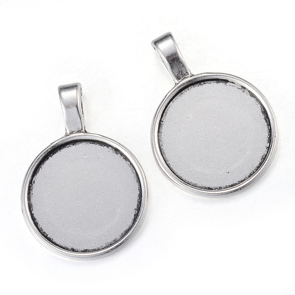 

PandaHall Tibetan Style Alloy Pendant Cabochon Settings, Cadmium Free & Lead Free, Flat Round, Antique Silver, Tray: 20mm, 32x23x2mm, Hole...
