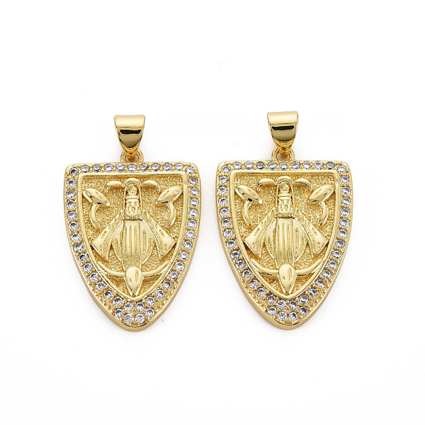 

PandaHall Brass Micro Pave Cubic Zirconia Pendants, Nickel Free, Virgin, Real 16K Gold Plated, 25.5x18x6mm, Hole: 3.5x5mm Brass+Cubic..., Clear