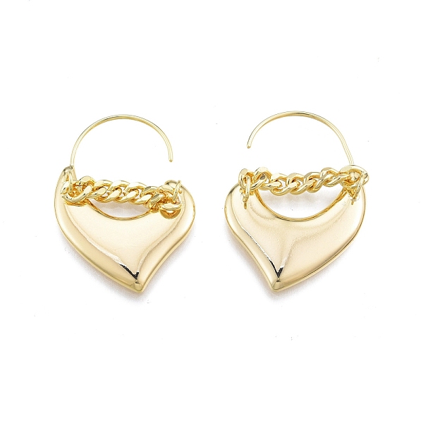 

PandaHall Brass Heart Dangle Earrings for Women, Nickel Free, Real 18K Gold Plated, 35x25.5x4.5mm, Pin: 0.8mm Brass